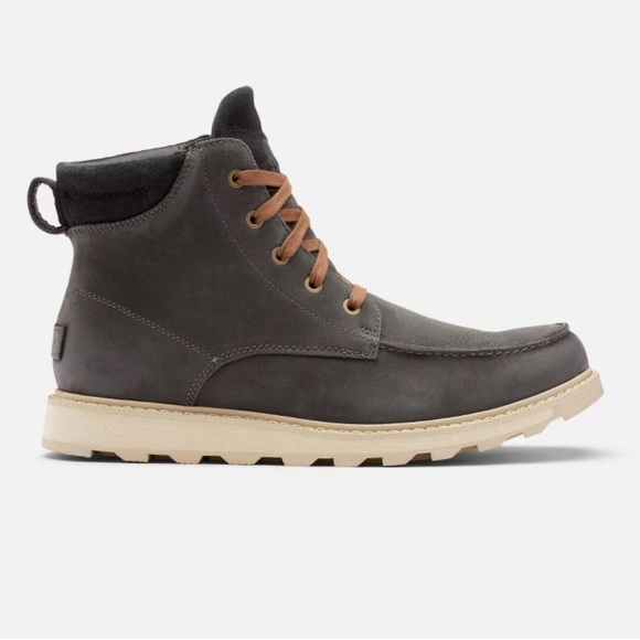 Black (charcoal) waterproof men’s Madison II Moc Toe Sorel boots in 8.5. - Picture 2 of 6